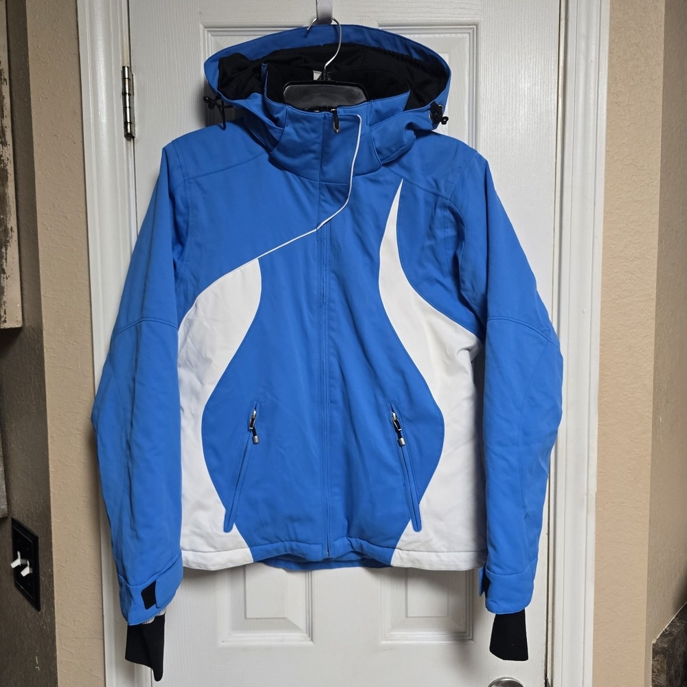 OBERMEYER LADIES SKI WINTER JACKET COAT BLUE/WHITE SIZE 8